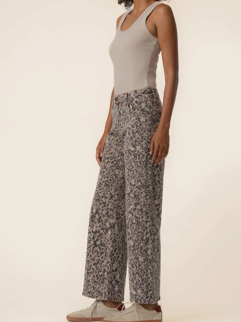 Animal Print Wide Leg Jean